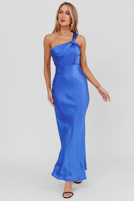 Long - Sleeve Women Dress in Velvet for a Luxurious Winter LookFly Love Satin One Shoulder Maxi Dress Navy Long - Sleeve Women Dress in Velvet for a Luxurious Winter LookFly Love Satin One Shoulder Maxi Dress Navy