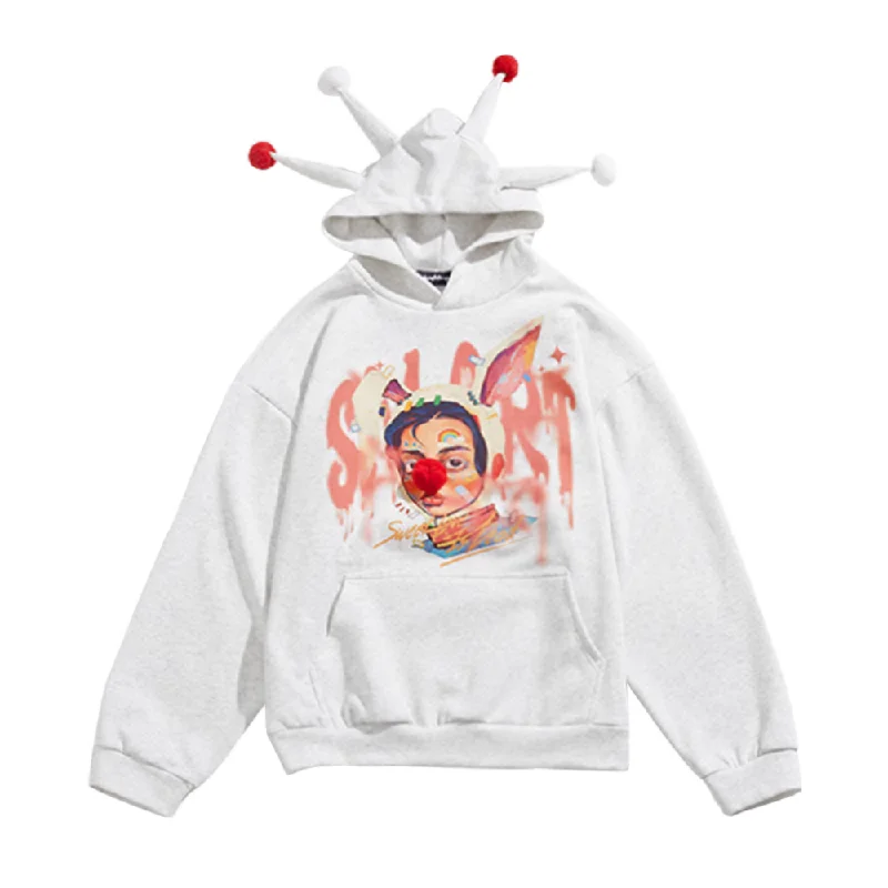 Women's tie - dye hoodie in bright colors for a retro and eye - catching styleFunny Joker Print Hoodie Women's tie - dye hoodie in bright colors for a retro and eye - catching styleFunny Joker Print Hoodie