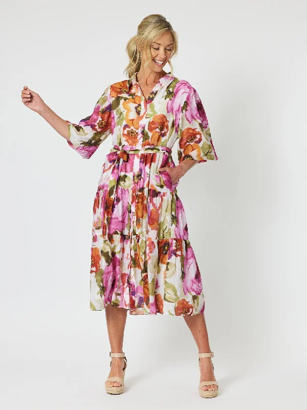 Gordon Smith Maui Floral Dress Berry