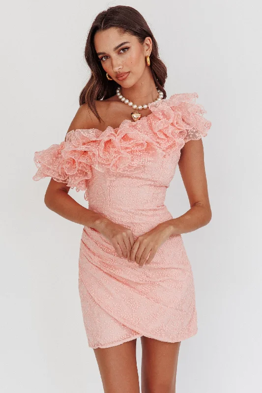 Shift Women Dress with a Simple and Classic Design for Everyday WearHollyn One-Shoulder Ruffle Mini Dress Blush Shift Women Dress with a Simple and Classic Design for Everyday WearHollyn One-Shoulder Ruffle Mini Dress Blush