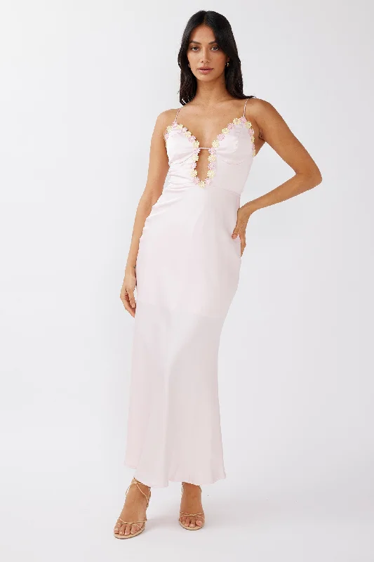 Backless Women Dress for a Sexy and Alluring Look at Evening EventsHoneysuckle Floral Neckline Midi Dress Pink Backless Women Dress for a Sexy and Alluring Look at Evening EventsHoneysuckle Floral Neckline Midi Dress Pink