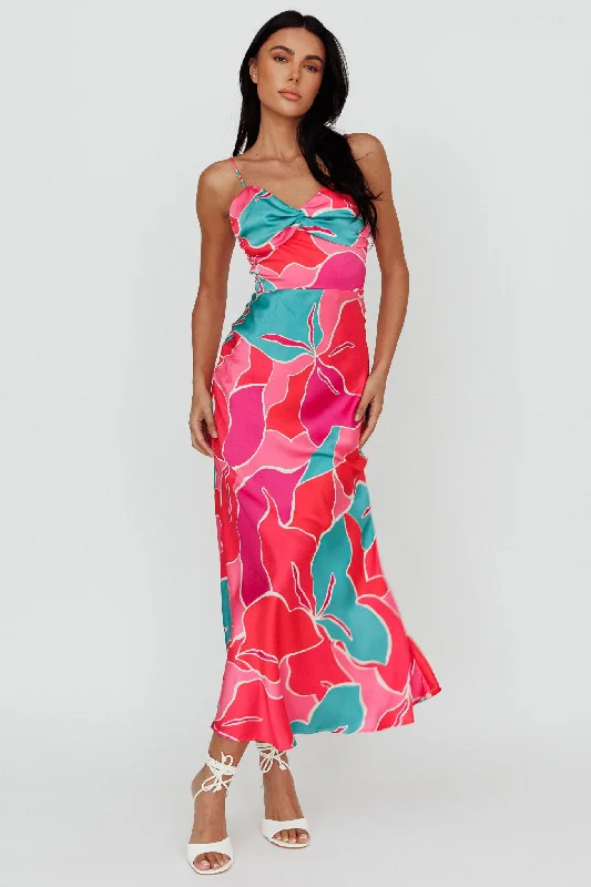 Ruffled Women Dress with Multiple Layers for a Playful and Girly StyleHula Sweetheart Midi Dress Floral Red Ruffled Women Dress with Multiple Layers for a Playful and Girly StyleHula Sweetheart Midi Dress Floral Red