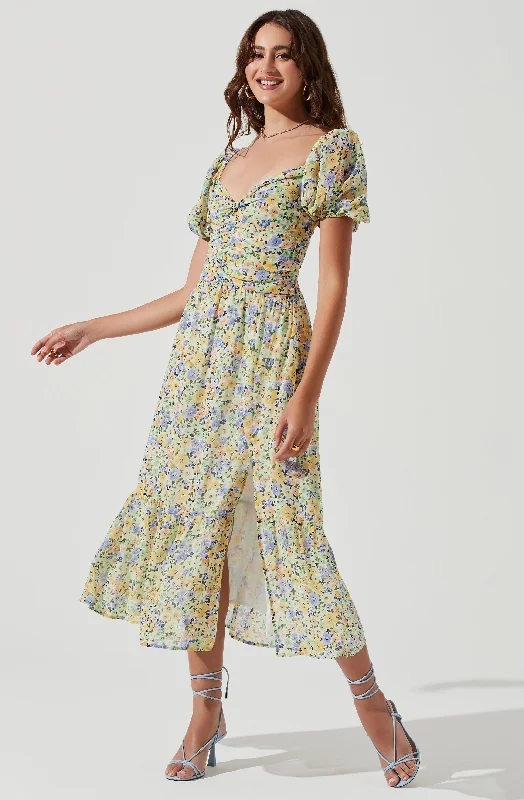 Long - Sleeve Women Dress in Velvet for a Luxurious Winter LookIrma Floral Puff Sleeve Midi Dress Long - Sleeve Women Dress in Velvet for a Luxurious Winter LookIrma Floral Puff Sleeve Midi Dress