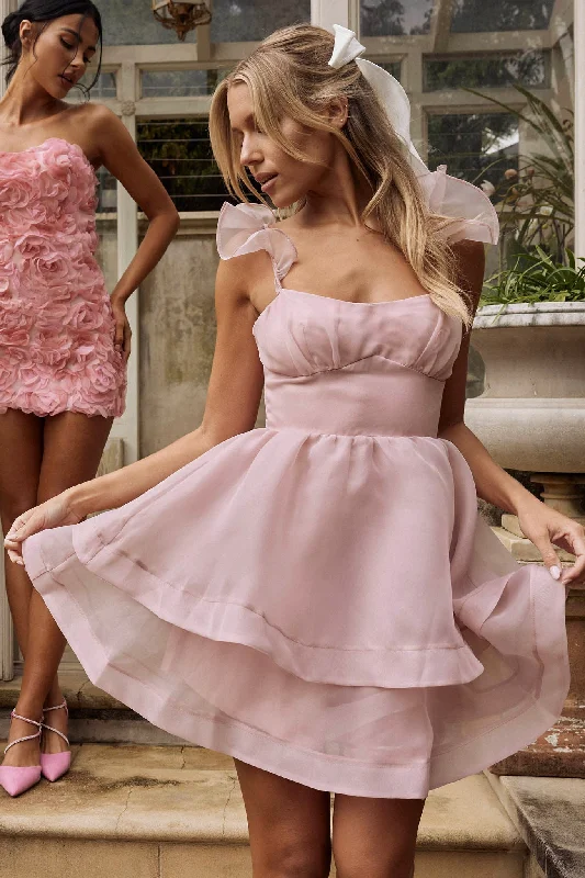 Off - the - Shoulder Women Dress for a Romantic and Feminine LookI've Got Sunshine Ruffle Strap Mini Dress Blush Off - the - Shoulder Women Dress for a Romantic and Feminine LookI've Got Sunshine Ruffle Strap Mini Dress Blush