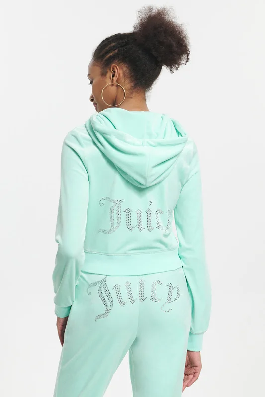 Women's tie - front hoodie in a lightweight fabric for summer layeringOG Big Bling Velour Hoodie Women's tie - front hoodie in a lightweight fabric for summer layeringOG Big Bling Velour Hoodie