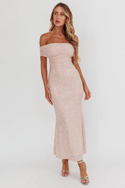 Little Black Women Dress with Sequins for a Glamorous Night OutKailey Off-Shoulder Maxi Dress Spangle Blush Little Black Women Dress with Sequins for a Glamorous Night OutKailey Off-Shoulder Maxi Dress Spangle Blush