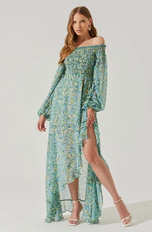 Halter Neck Women Dress to Show Off the Shoulders and NecklineKatlynne Floral Off Shoulder Long Sleeve Maxi Dress Halter Neck Women Dress to Show Off the Shoulders and NecklineKatlynne Floral Off Shoulder Long Sleeve Maxi Dress