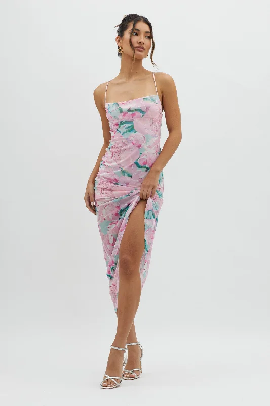 Pleated Women Dress with a Timeless and Elegant TextureLetting Go Tie-Up Back Maxi Floral Pink Pleated Women Dress with a Timeless and Elegant TextureLetting Go Tie-Up Back Maxi Floral Pink