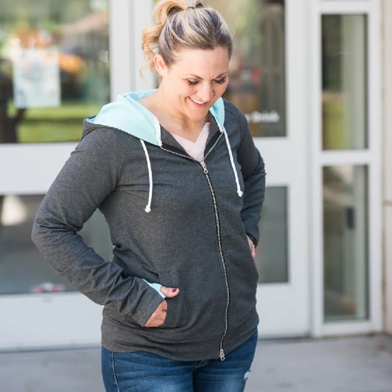 Women's hoodie with a detachable hood for customizable stylingLindee Grey Full Zip