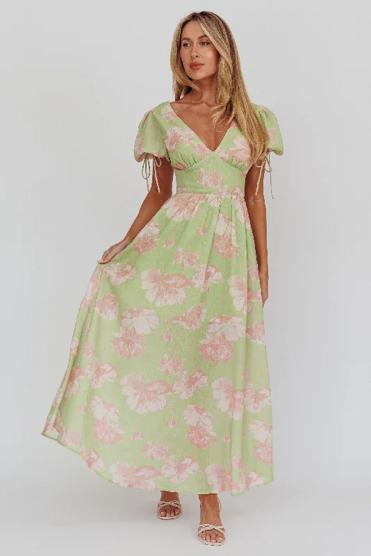 Empire Waist Women Dress to Accentuate the Bust and Conceal the WaistLoveberry Puff Sleeve A-Line Maxi Dress Green Empire Waist Women Dress to Accentuate the Bust and Conceal the WaistLoveberry Puff Sleeve A-Line Maxi Dress Green