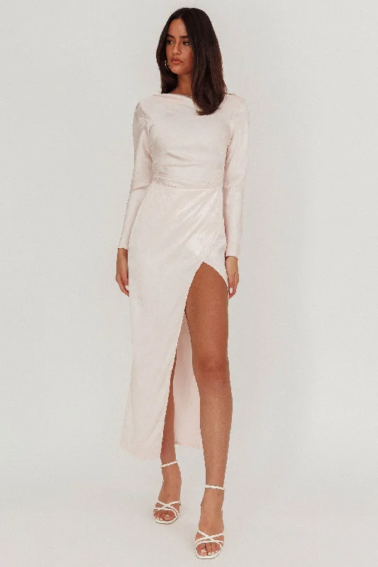 Sleeveless Women Dress in Bright Colors for Summer PartiesLoveland Long Sleeve Cowl Back Maxi Dress Blush Sleeveless Women Dress in Bright Colors for Summer PartiesLoveland Long Sleeve Cowl Back Maxi Dress Blush