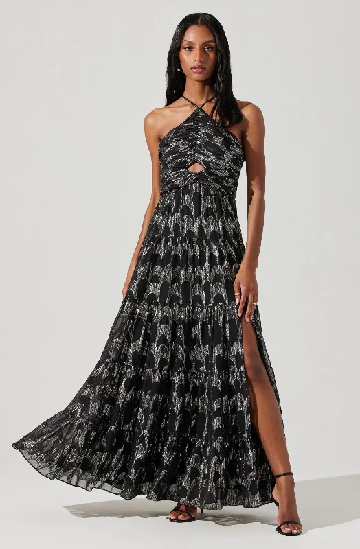 Sheath Women Dress with a Tailored Fit for a Professional LookMadeline Metallic Halter Maxi Dress Sheath Women Dress with a Tailored Fit for a Professional LookMadeline Metallic Halter Maxi Dress