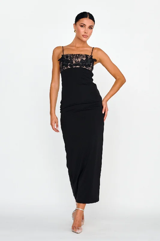 Long - Sleeve Women Dress in Velvet for a Luxurious Winter LookMisha Embellished Bust Midi Dress Black Long - Sleeve Women Dress in Velvet for a Luxurious Winter LookMisha Embellished Bust Midi Dress Black
