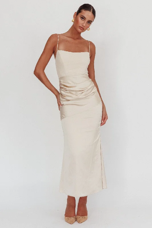 Sheath Women Dress with a Tailored Fit for a Professional LookMorella Draped Waist Maxi Dress Champagne Sheath Women Dress with a Tailored Fit for a Professional LookMorella Draped Waist Maxi Dress Champagne