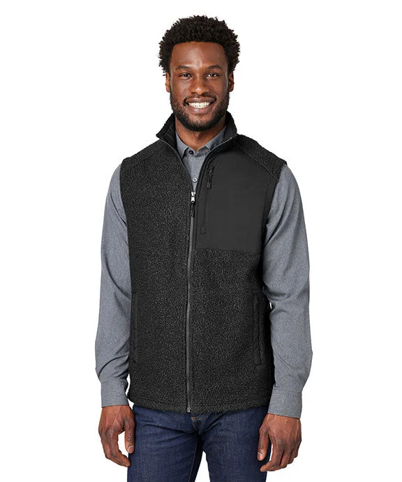 Women's tie - dye hoodie in bright colors for a retro and eye - catching styleNE714 - North End Mens Aura Sweater Fleece Vest | Black/Black