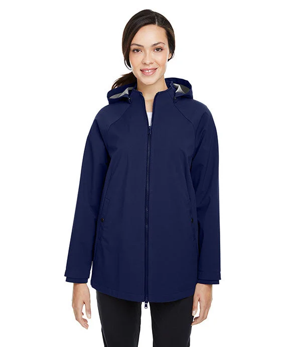 Women's quarter - zip sweatshirt made of organic cotton for eco - conscious fashionNE718W - North End Ladies City Hybrid Shell | Classic Navy Women's quarter - zip sweatshirt made of organic cotton for eco - conscious fashionNE718W - North End Ladies City Hybrid Shell | Classic Navy