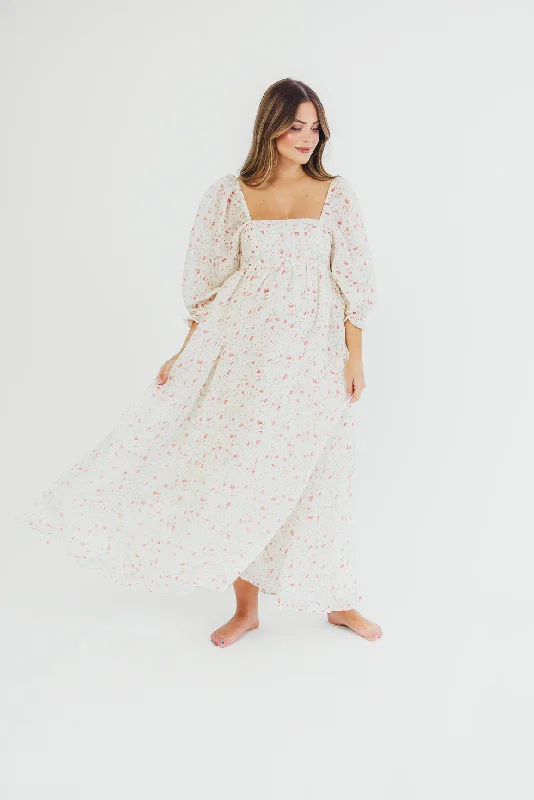Backless Women Dress for a Sexy and Alluring Look at Evening Events*New* Mona Maxi Dress with Smocking in Ivory Floral - Bump Friendly & Inclusive Sizing (S-2XL) Backless Women Dress for a Sexy and Alluring Look at Evening Events*New* Mona Maxi Dress with Smocking in Ivory Floral - Bump Friendly & Inclusive Sizing (S-2XL)