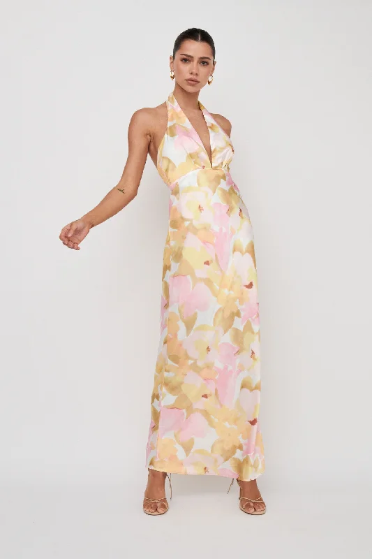Halter Neck Women Dress to Show Off the Shoulders and NecklineOf Your Dreams Plunging Halter Dress Floral Pink Halter Neck Women Dress to Show Off the Shoulders and NecklineOf Your Dreams Plunging Halter Dress Floral Pink