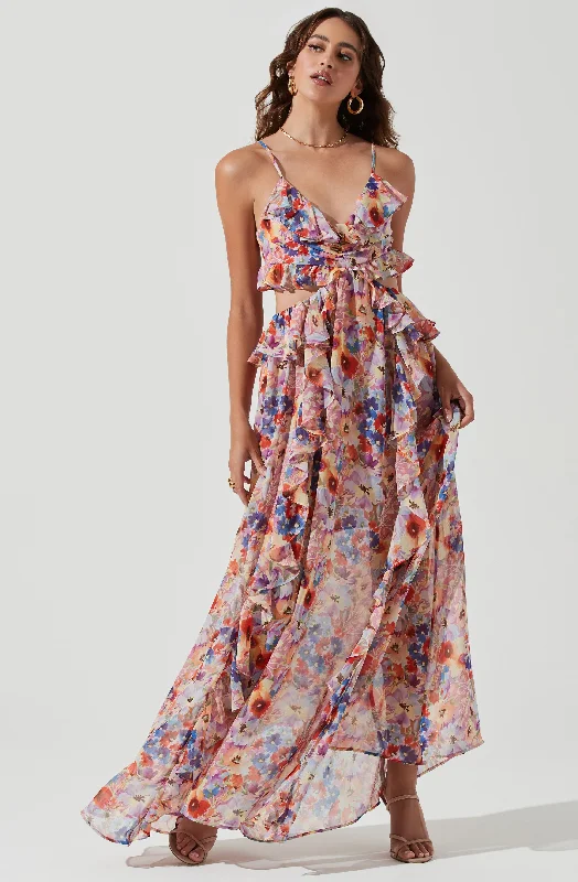 Ball Gown Women Dress with a Full Skirt for a Princess - like LookPalace Floral Cutout Maxi Dress Ball Gown Women Dress with a Full Skirt for a Princess - like LookPalace Floral Cutout Maxi Dress