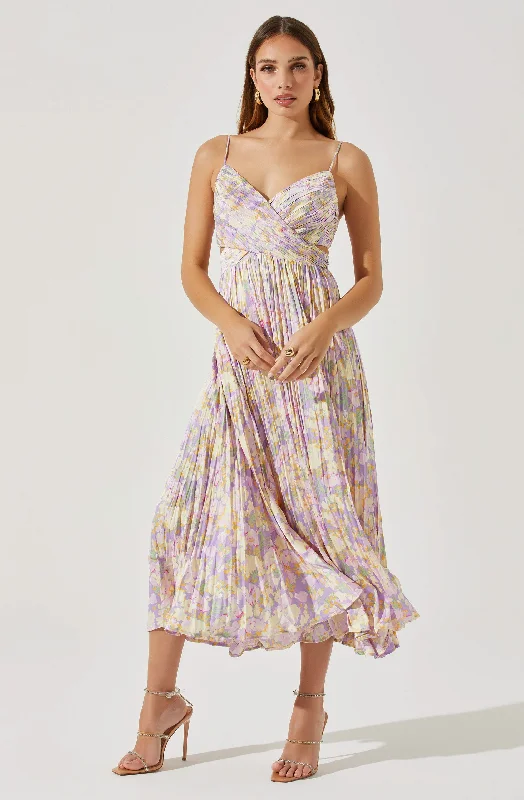 Printed Abstract Women Dress for a Modern and Artistic AppealPleated Twist Bust Midi Dress Printed Abstract Women Dress for a Modern and Artistic AppealPleated Twist Bust Midi Dress