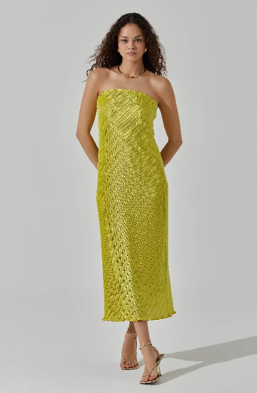 Off - the - Shoulder Women Dress for a Romantic and Feminine LookPlisse Tube Midi Dress Off - the - Shoulder Women Dress for a Romantic and Feminine LookPlisse Tube Midi Dress