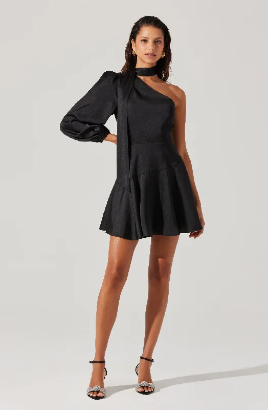 Backless Women Dress for a Sexy and Alluring Look at Evening EventsSatin Scarf Mini Skater Dress Backless Women Dress for a Sexy and Alluring Look at Evening EventsSatin Scarf Mini Skater Dress