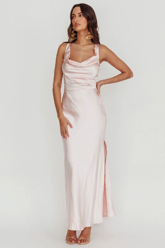 Lace - Embellished Women Dress for an Elegant and Sophisticated AppearanceSitara Tied Back Maxi Dress Blush