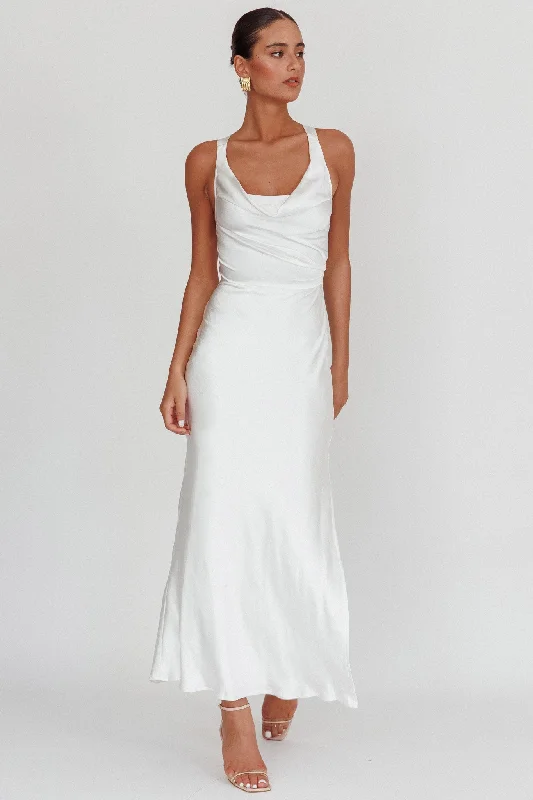 Lace - Embellished Women Dress for an Elegant and Sophisticated AppearanceSitara Tied Back Maxi Dress White Lace - Embellished Women Dress for an Elegant and Sophisticated AppearanceSitara Tied Back Maxi Dress White