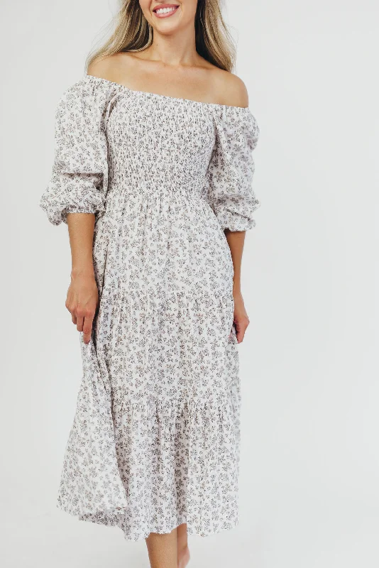 Little Black Women Dress with Sequins for a Glamorous Night OutTaylor Cotton Smocked Midi Dress with Tiered Skirt in Off-White (XS-XL) Little Black Women Dress with Sequins for a Glamorous Night OutTaylor Cotton Smocked Midi Dress with Tiered Skirt in Off-White (XS-XL)