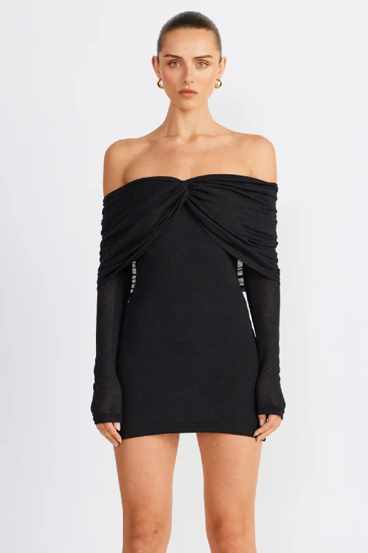 Pleated Women Dress with a Timeless and Elegant TextureSNDYS Madrid Mini Dress Black Pleated Women Dress with a Timeless and Elegant TextureSNDYS Madrid Mini Dress Black