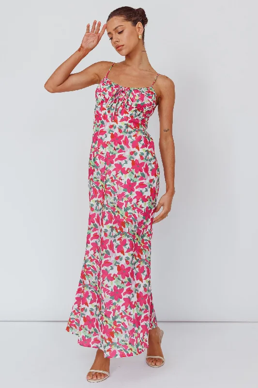 Empire Waist Women Dress to Accentuate the Bust and Conceal the WaistSolstice Noon Tied Bust Midi Dress Print Pink Empire Waist Women Dress to Accentuate the Bust and Conceal the WaistSolstice Noon Tied Bust Midi Dress Print Pink