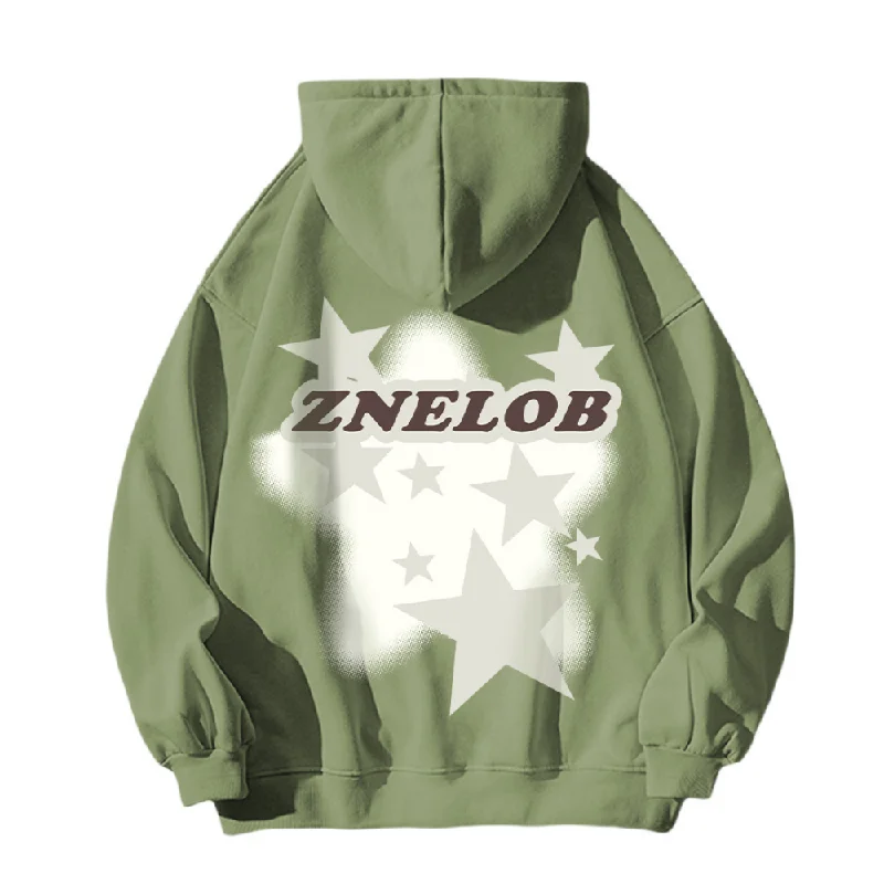 Women's pullover hoodie with a side slit for a modern and relaxed fitStars Print Cotton Hoodie