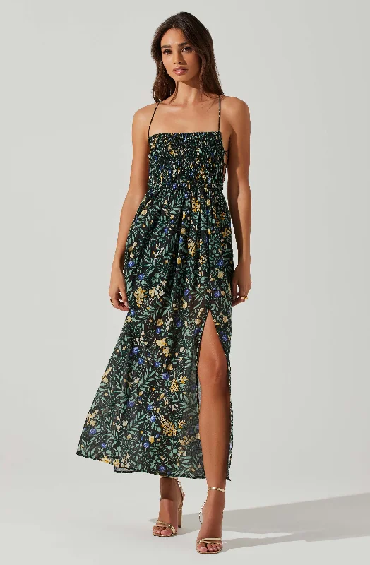 Empire Waist Women Dress to Accentuate the Bust and Conceal the WaistStasia Floral Smocked Midi Dress Empire Waist Women Dress to Accentuate the Bust and Conceal the WaistStasia Floral Smocked Midi Dress