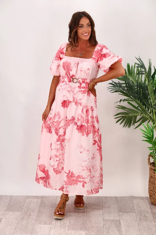 Sheath Women Dress with a Tailored Fit for a Professional LookStyle State Floral Maxi Dress With Belt White Pink Sheath Women Dress with a Tailored Fit for a Professional LookStyle State Floral Maxi Dress With Belt White Pink