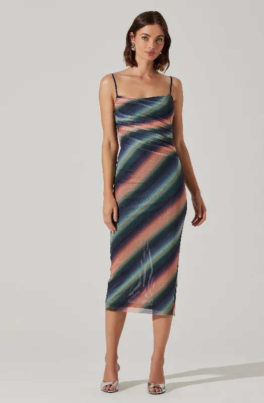 Printed Abstract Women Dress for a Modern and Artistic AppealSynne Mesh Midi Dress