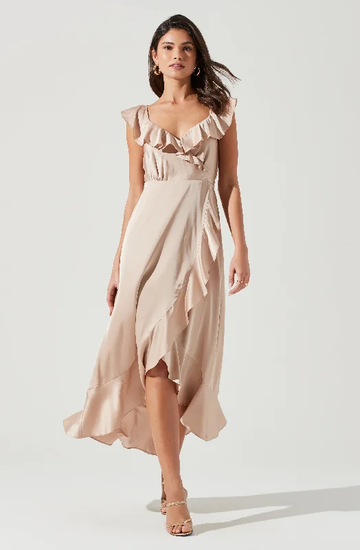 Empire Waist Women Dress to Accentuate the Bust and Conceal the WaistWilshire Ruffle Open Back Midi Dress Empire Waist Women Dress to Accentuate the Bust and Conceal the WaistWilshire Ruffle Open Back Midi Dress