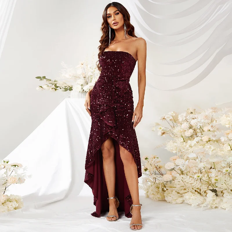 Empire Waist Women Dress to Accentuate the Bust and Conceal the Waist Empire Waist Women Dress to Accentuate the Bust and Conceal the Waist NiDELL Spot Sequin Formal Dress Sequined Tube Top Sleeveless Prom Evening Dress Irregular Dress-Ssn173 Empire Waist Women Dress to Accentuate the Bust and Conceal the Waist Empire Waist Women Dress to Accentuate the Bust and Conceal the Waist NiDELL Spot Sequin Formal Dress Sequined Tube Top Sleeveless Prom Evening Dress Irregular Dress-Ssn173
