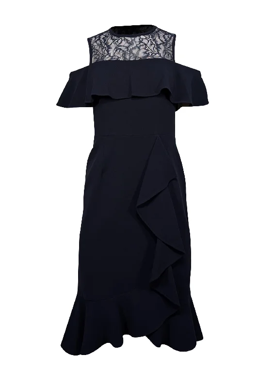 Mermaid - Style Women Dress with a Fitted Silhouette for Special Occasions Mermaid - Style Women Dress with a Fitted Silhouette for Special Occasions Teri Jon - Navy Ruffled Front Sheath Dress w/ Lace Yoke Sz 2 Mermaid - Style Women Dress with a Fitted Silhouette for Special Occasions Mermaid - Style Women Dress with a Fitted Silhouette for Special Occasions Teri Jon - Navy Ruffled Front Sheath Dress w/ Lace Yoke Sz 2