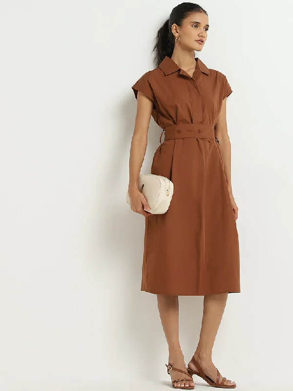 Mermaid - Style Women Dress with a Fitted Silhouette for Special Occasions Mermaid - Style Women Dress with a Fitted Silhouette for Special Occasions Wardrobe Tan Solid Shirt Dress with Belt Mermaid - Style Women Dress with a Fitted Silhouette for Special Occasions Mermaid - Style Women Dress with a Fitted Silhouette for Special Occasions Wardrobe Tan Solid Shirt Dress with Belt