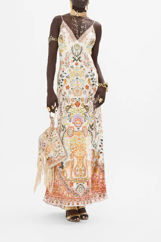 Maxi dresses with cold - shoulder cutouts for a trendy lookV NECK LONG BIAS SLIP DRESS WITH TRAIN IN HONOUR OF HEIRLOOMS Maxi dresses with cold - shoulder cutouts for a trendy lookV NECK LONG BIAS SLIP DRESS WITH TRAIN IN HONOUR OF HEIRLOOMS