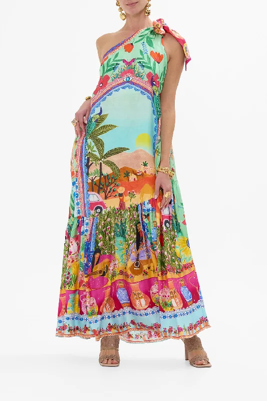 Leather maxi dresses for an edgy and bold appearanceTIE ONE SHOULDER DRESS QUEENS OF CREATION Leather maxi dresses for an edgy and bold appearanceTIE ONE SHOULDER DRESS QUEENS OF CREATION