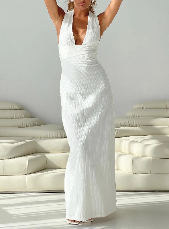 Maxi dresses with cold - shoulder cutouts for a trendy lookAlsace Maxi Dress White