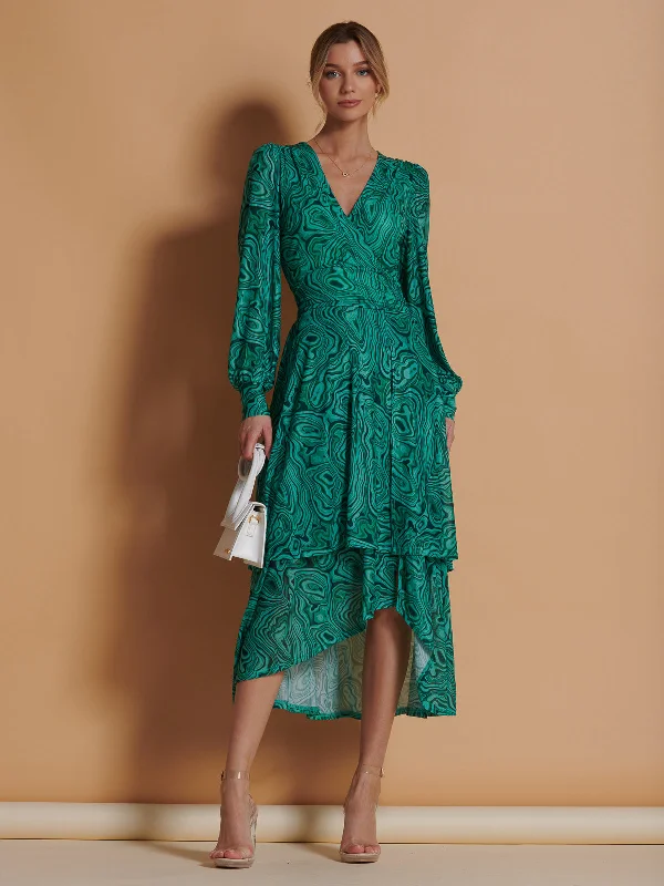 Maxi dresses with geometric prints for a contemporary aestheticAsymmetrical Hem Mesh Midi Dress, Green Abstract Maxi dresses with geometric prints for a contemporary aestheticAsymmetrical Hem Mesh Midi Dress, Green Abstract
