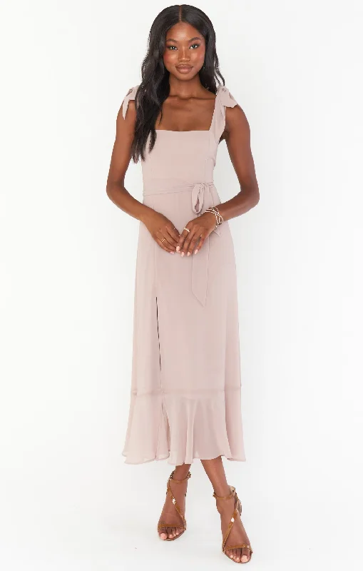 Maxi dresses with side slits for a touch of allureClaire Midi Dress ~ Soft Beige Chiffon Maxi dresses with side slits for a touch of allureClaire Midi Dress ~ Soft Beige Chiffon