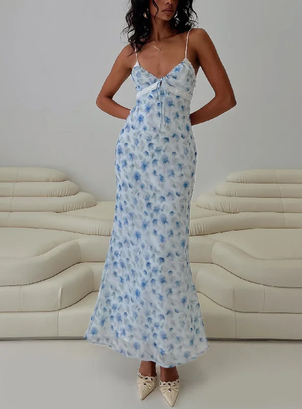 Floral print maxi dresses for summer garden partiesEmily Maxi Dress Blue Floral