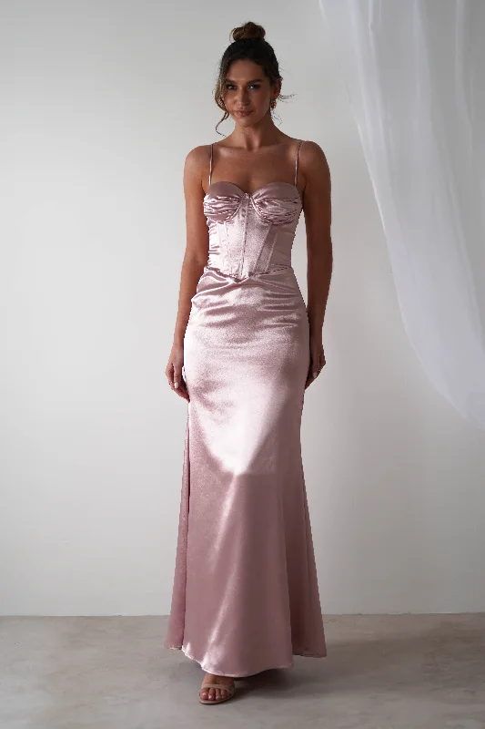 Maxi dresses with patchwork designs for a one - of - a - kind styleIdonia Satin Corset Gown | Rose Maxi dresses with patchwork designs for a one - of - a - kind styleIdonia Satin Corset Gown | Rose
