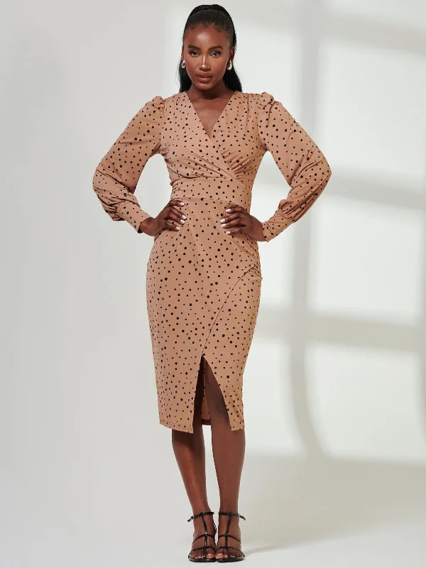 Maxi dresses with cut - out details on the sides for a modern edgeJersey Wrap Slit Pencil Dress, Black Spot Maxi dresses with cut - out details on the sides for a modern edgeJersey Wrap Slit Pencil Dress, Black Spot
