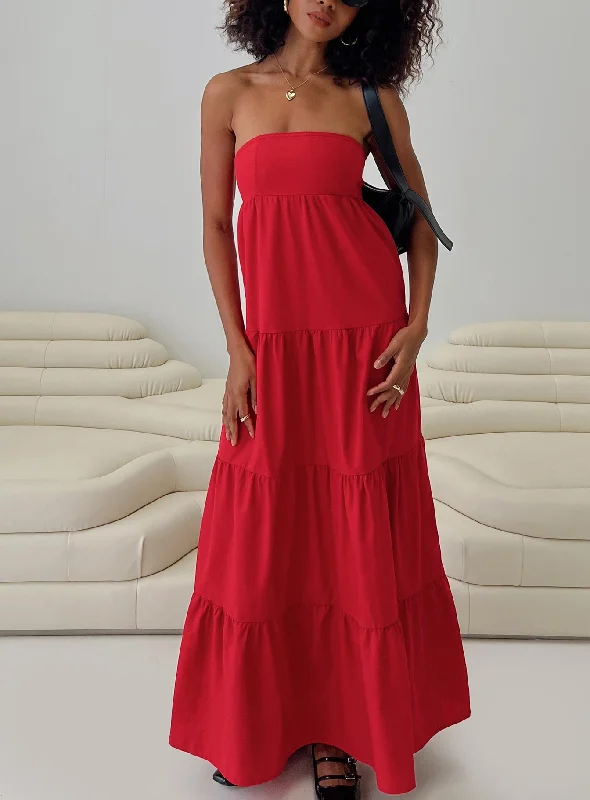 Maxi dresses with a button - down front for a classic lookKazia Maxi Dress Red