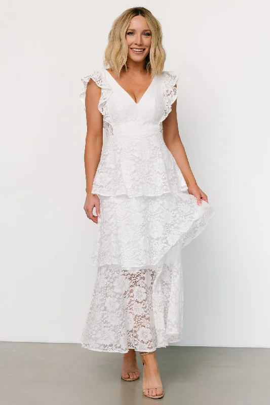 Margot Lace Tiered Maxi Dress | Off White