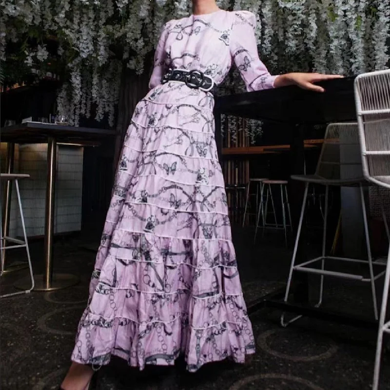 Maxi dresses with a halter neck for a stylish and sophisticated choiceKittenAlarm - Maria 3/4 Sleeve Round Neck Chains Print Maxi Dress Maxi dresses with a halter neck for a stylish and sophisticated choiceKittenAlarm - Maria 3/4 Sleeve Round Neck Chains Print Maxi Dress